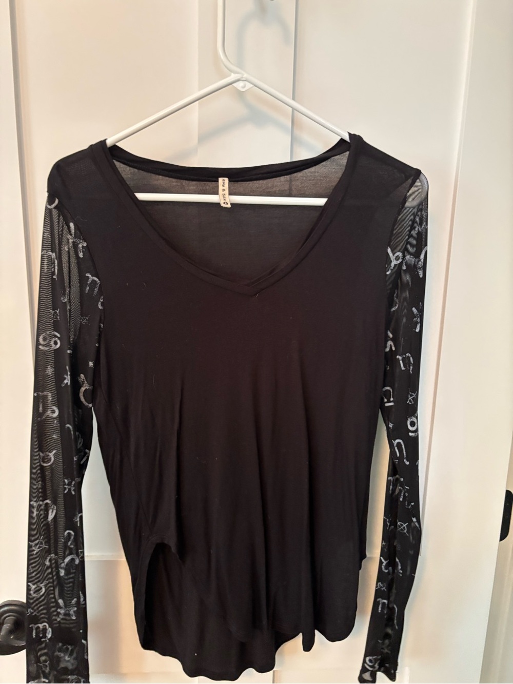 Emma & Sam Black Crewneck Tee with Logo Tag
